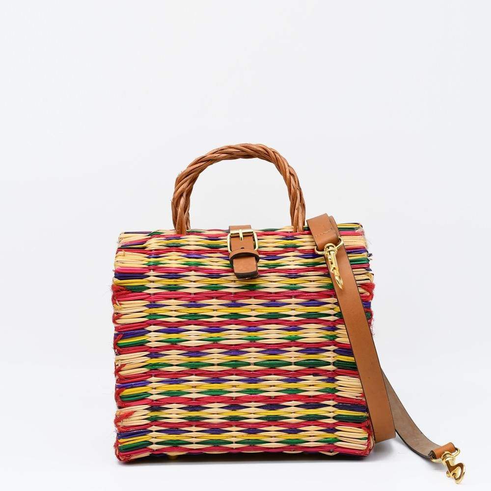 Sac cabas en osier (jonc) 22cm - Multicolore