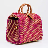 Sac cabas en osier (jonc) 26cm - Rose & Naturel