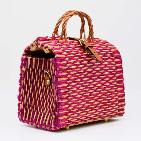 Sac cabas en osier (jonc) 26cm - Rose & Naturel