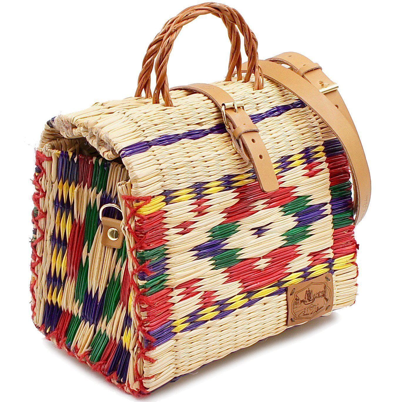 Sac cabas en osier (jonc) 26cm - Multicolore