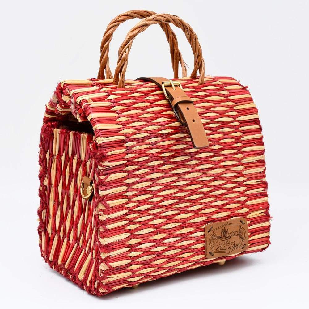 Sac cabas en osier (jonc) 22cm - Rouge