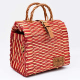 Sac cabas en osier (jonc) 22cm - Rouge
