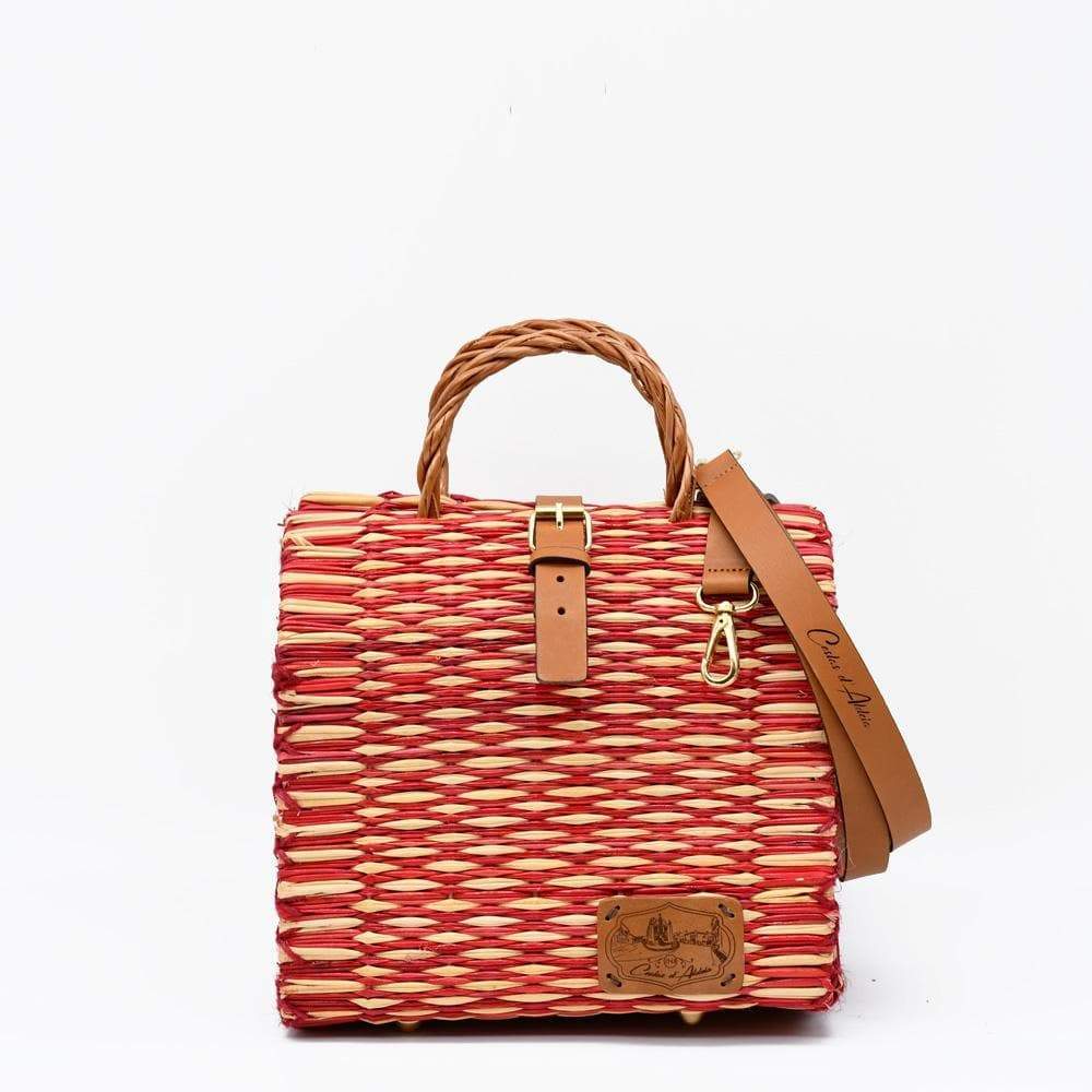 Sac cabas en osier (jonc) 22cm - Rouge