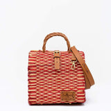 Sac cabas en osier (jonc) 22cm - Rouge