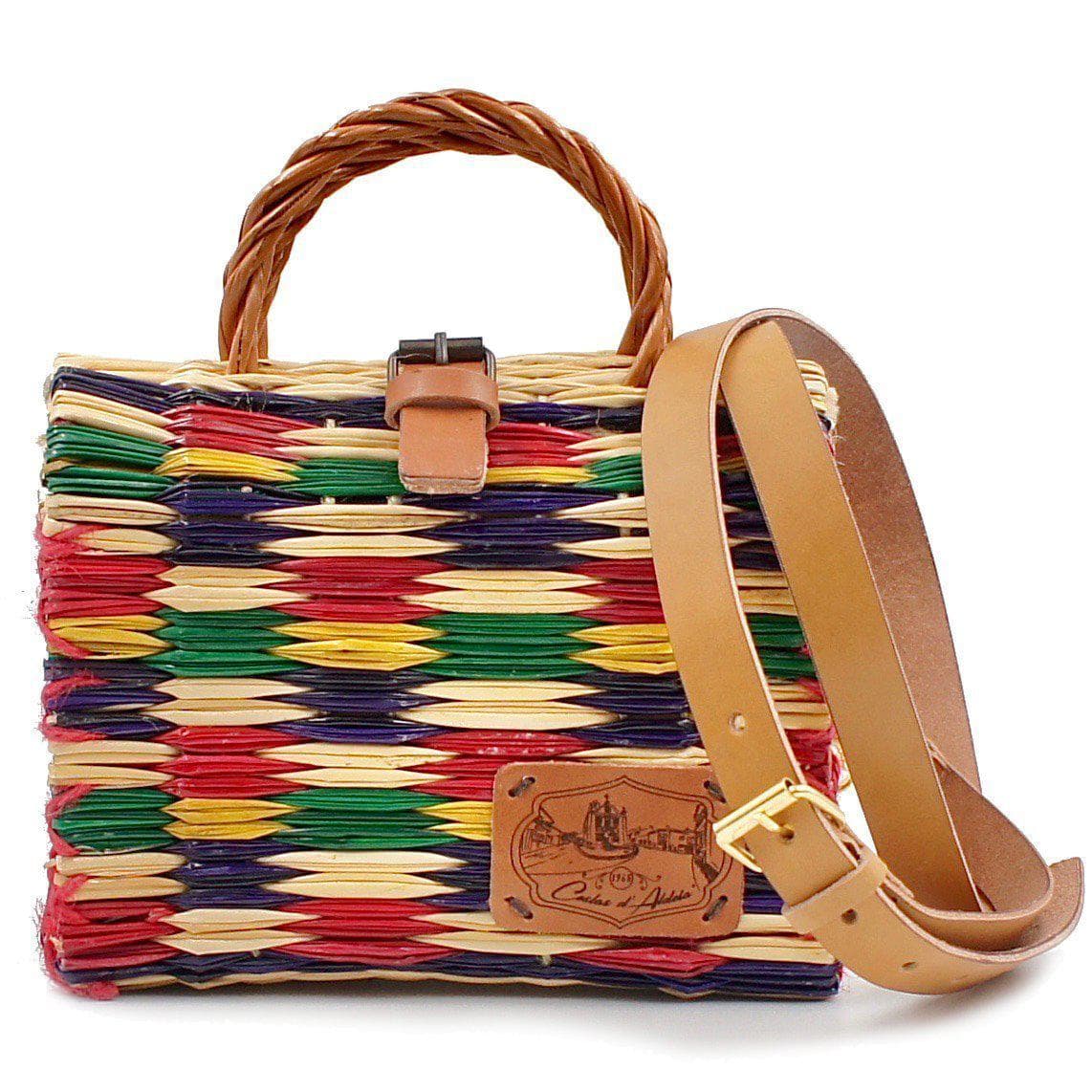 Sac cabas en osier (jonc) 18cm - Multicolore