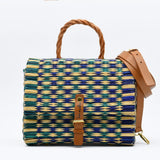 Sac cartable en jonc I Bleu I 25 cm I Produit du Portugal #Sac cartable en jonc 25cm - Vert & violet