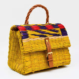 Sac cartable en osier (jonc) 22cm - Jaune
