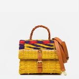 Sac cartable en osier (jonc) 22cm - Jaune