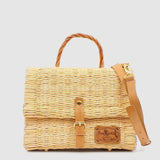Sac cartable en osier (jonc) 25cm - Naturel
