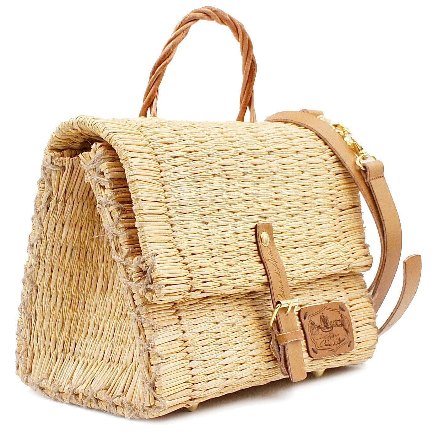 Sac cartable en osier (jonc) 25cm - Naturel