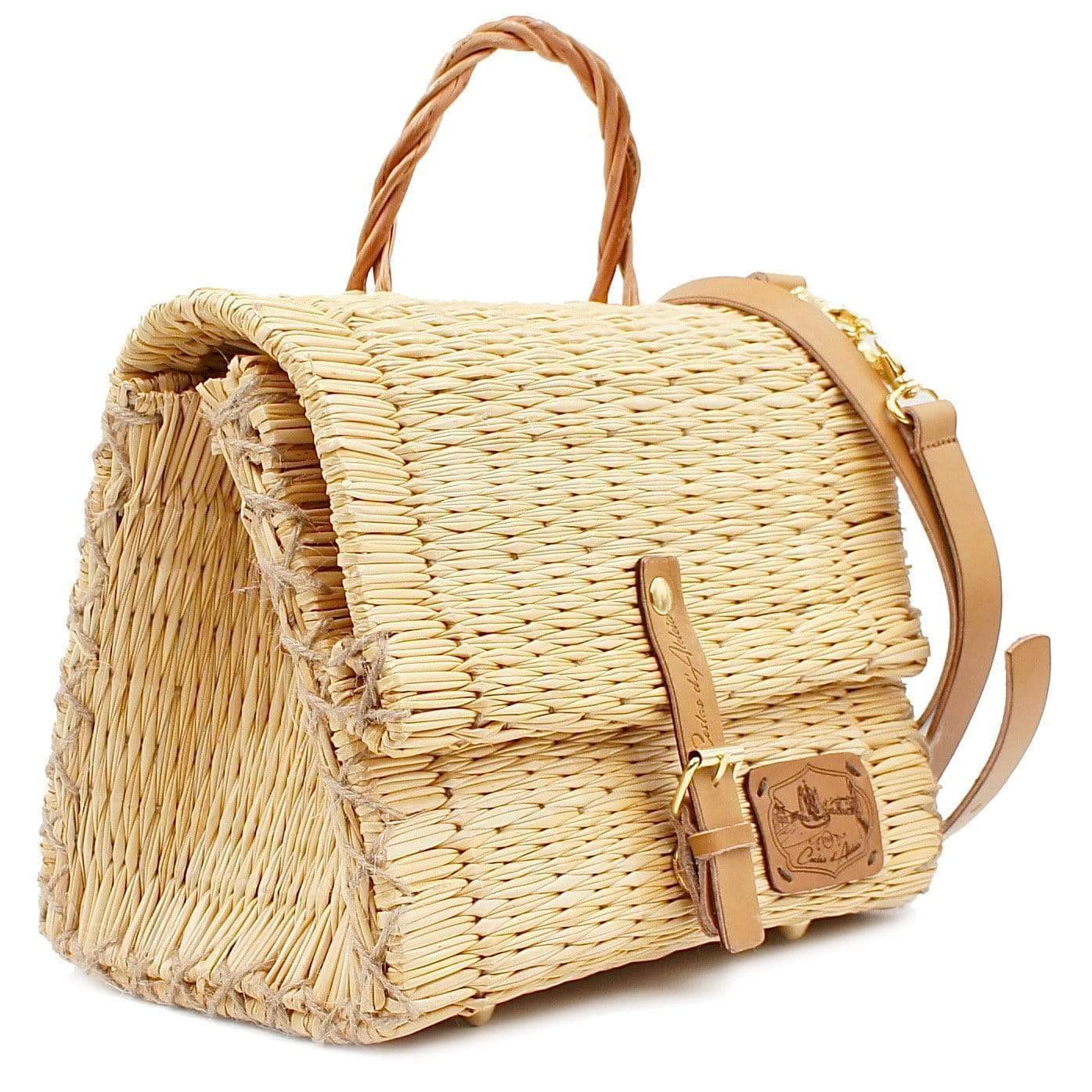 Sac cartable en osier (jonc) 30cm - Naturel