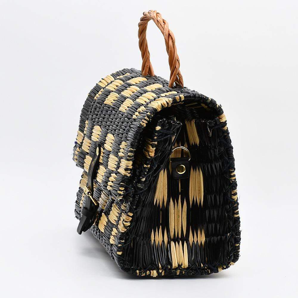 Sac cartable en jonc noir I Produit du Portugal Sac cartable en jonc 25cm - Noir