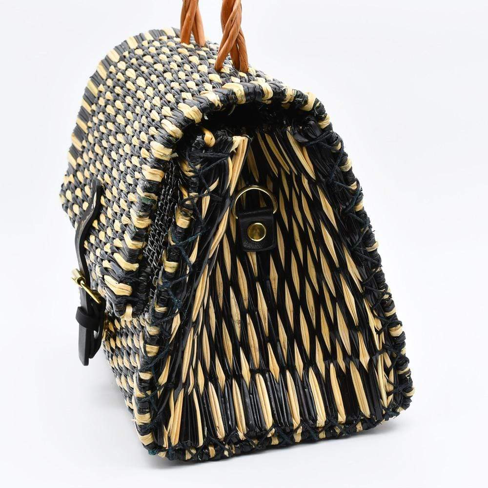 Sac cartable en jonc noir I Produit du Portugal Sac cartable en jonc 25cm - Noir