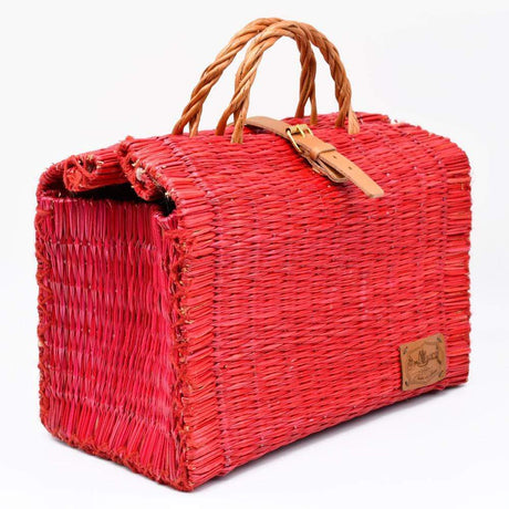 Sac cabas en osier (jonc) 33cm - Rouge