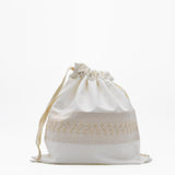 Sac en lin brodé beige 40x38cm