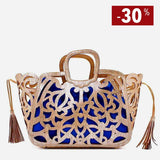 Sac panier en liège Doré et Bleu I Liège du Portugal Sac panier en liège Doré et Bleu