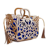 Sac panier en liège Doré et Bleu