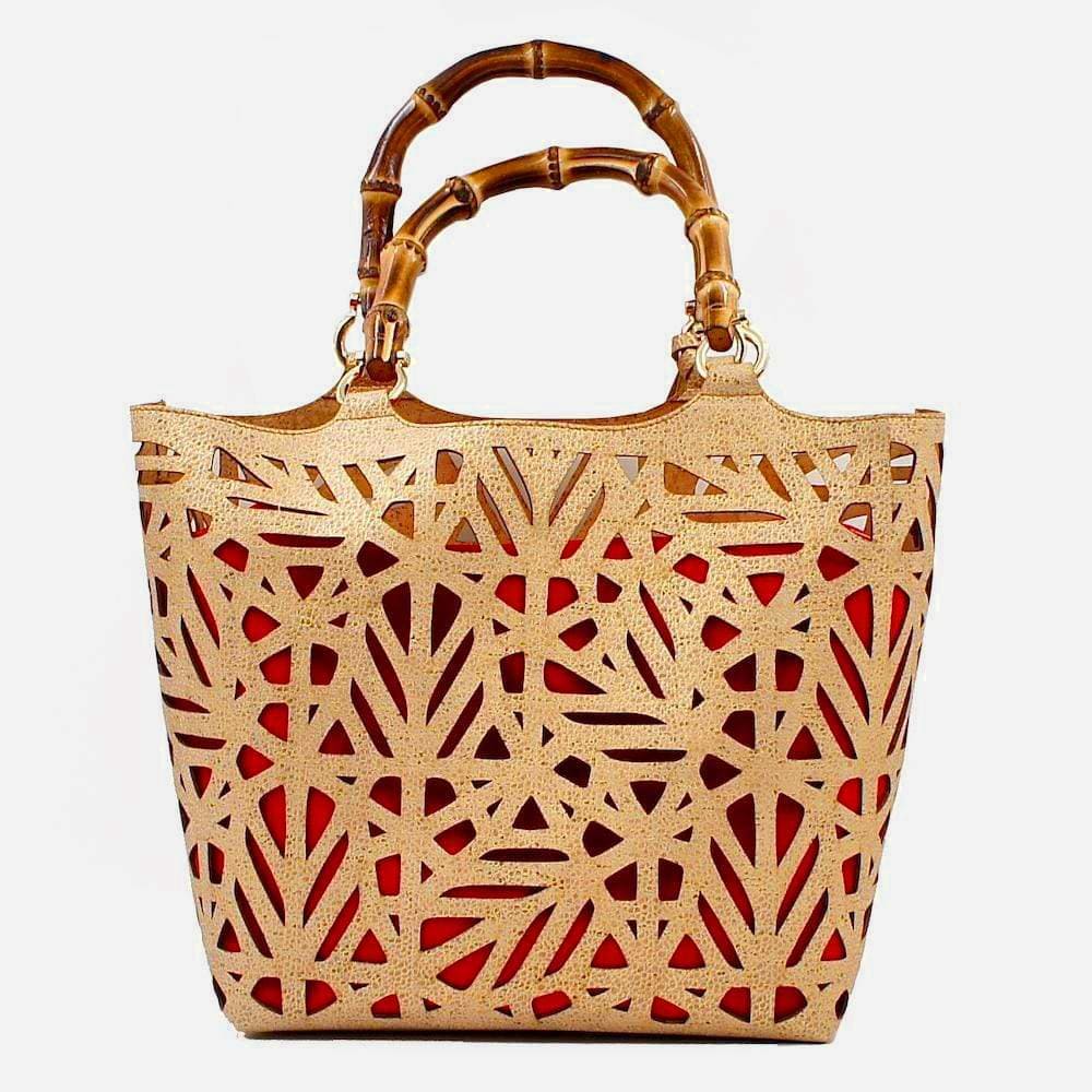 Sac panier en liège Doré et Rouge