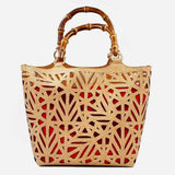 Sac panier en liège Doré et Rouge