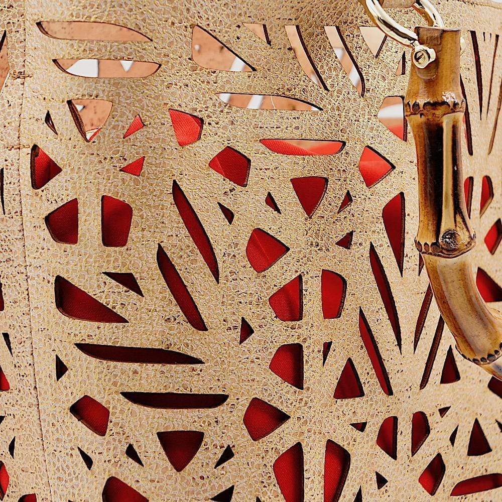 Sac panier en liège Doré et Rouge
