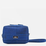 Sac pochette banane en liège bleu