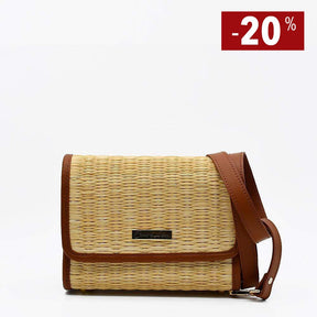 Sac pochette en cuir et jonc naturel I Tendance portugaise Sac pochette en cuir et jonc naturel