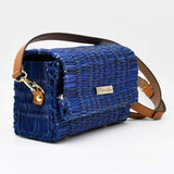 Sac pochette en jonc 22cm - Bleu