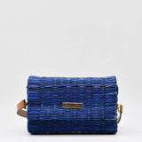 Sac pochette en jonc 22cm - Bleu