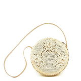 Sac rond en paille tressée et crochet - 25 cm