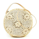 Sac rond en paille tressée et crochet - 31 cm