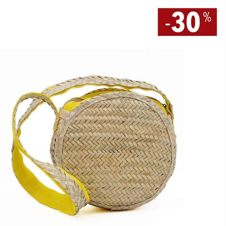 Sac rond en paille tressée I Sac artisanal du Portugal Sac rond à bandoulière en paille tressée