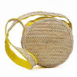 Sac rond à bandoulière en paille tressée
