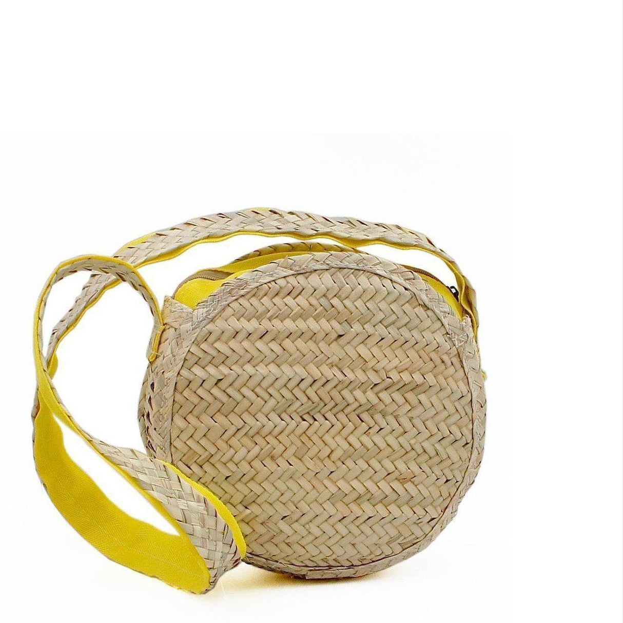 Sac rond à bandoulière en paille tressée