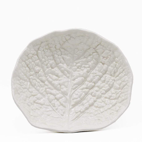 Saladier blanc en forme de chou I Vaisselle portugaise Saladier bas en céramique "Couve" 27cm - Blanc