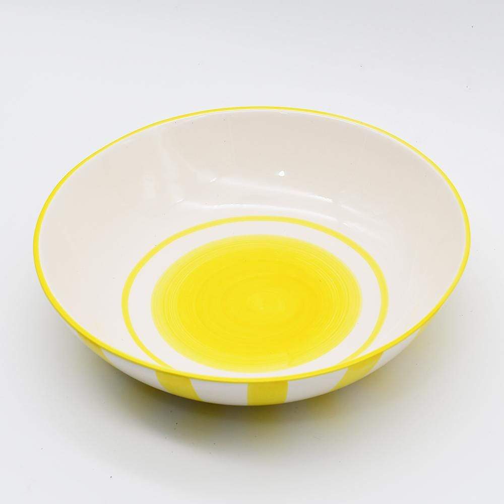 Saladier en porcelaine portugaise I Vaisselle du Portugal en ligne Saladier "Costa Nova Mar" 25cm - Jaune