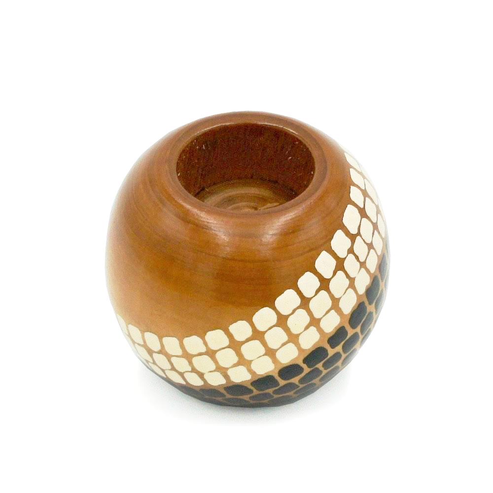 Support à bougie en bois Calçada blanc & noir