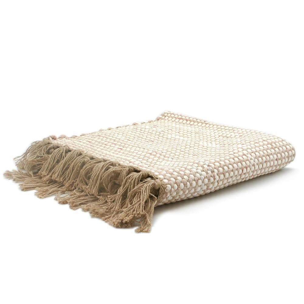 Tapis en coton 140x70 - Beige et blanc