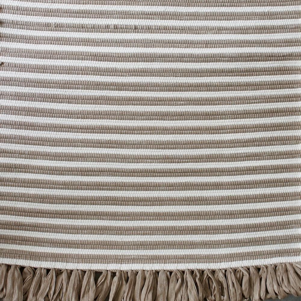 Tapis coton rayé Café et blanc