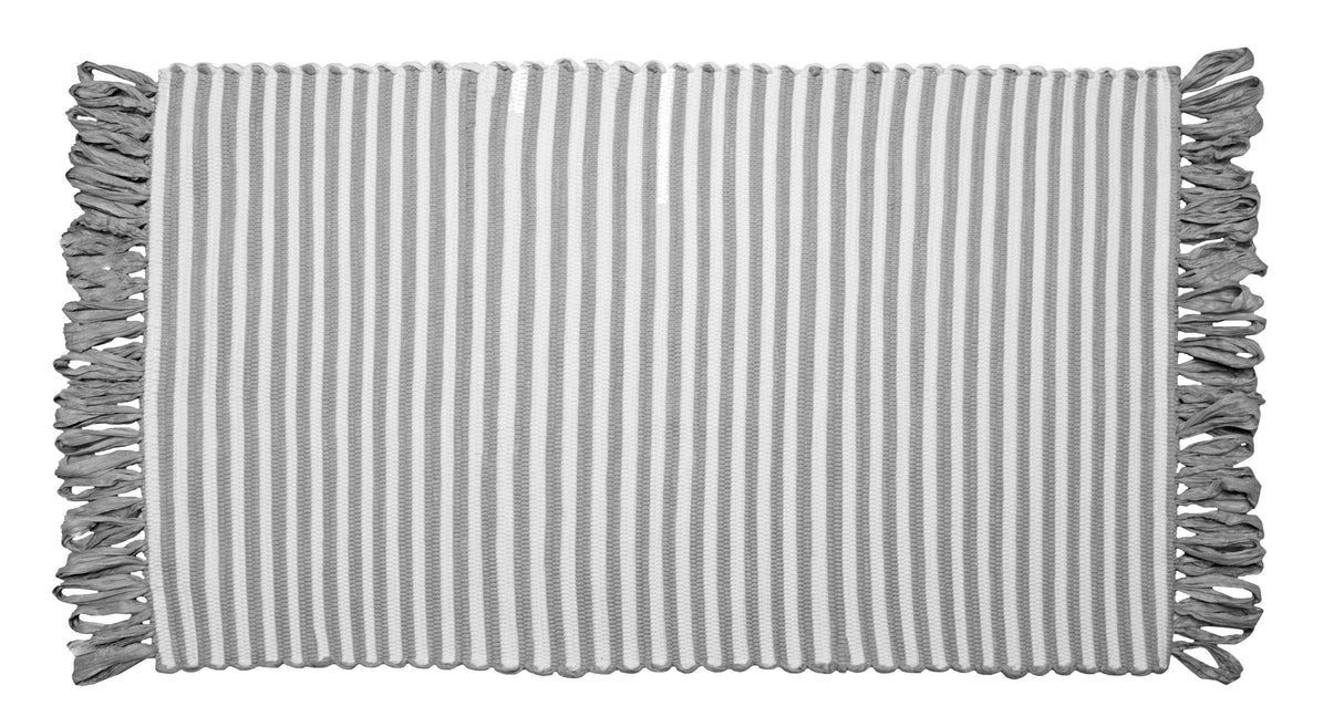 Tapis coton rayé Gris et blanc