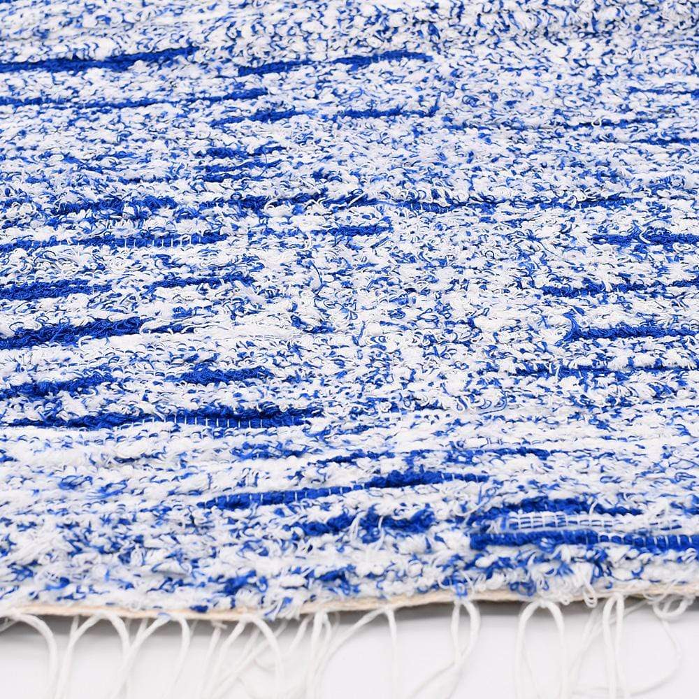 Tapis en coton chiné bleu