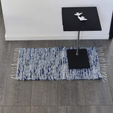 Tapis en coton chiné bleu