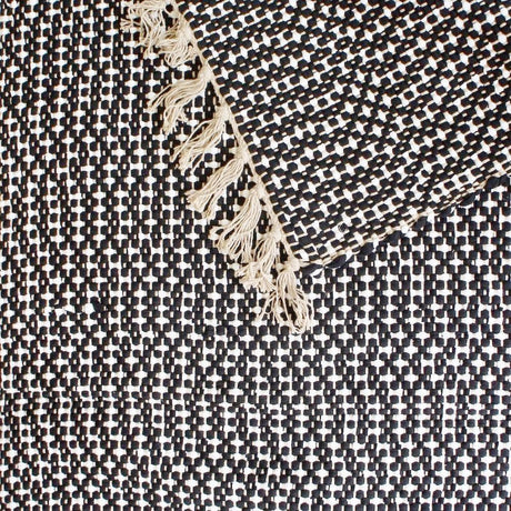 Tapis en coton 140x70 - Noir et beige