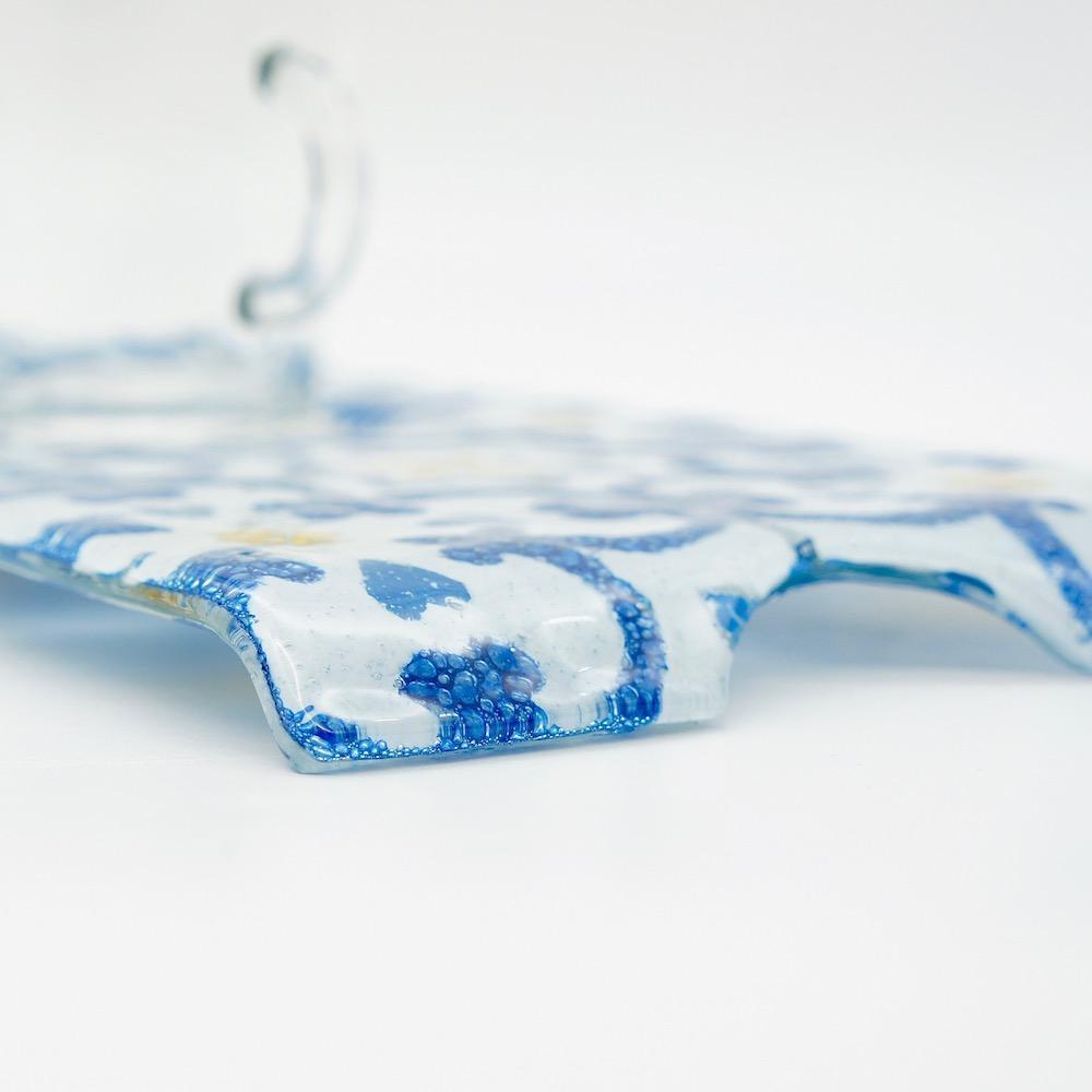 Tasse et plateau en verre fusionné "Azulejos"