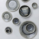 Tasse à café et sous tasse en grès Grises "Madeira"