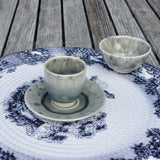 Tasse à café et sous tasse en grès Grises "Madeira"