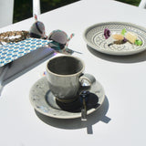 Tasse à café et sous tasse en grès Grises "Madeira"