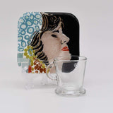 Tasse et sous tasse en verre fusionné "Amália"