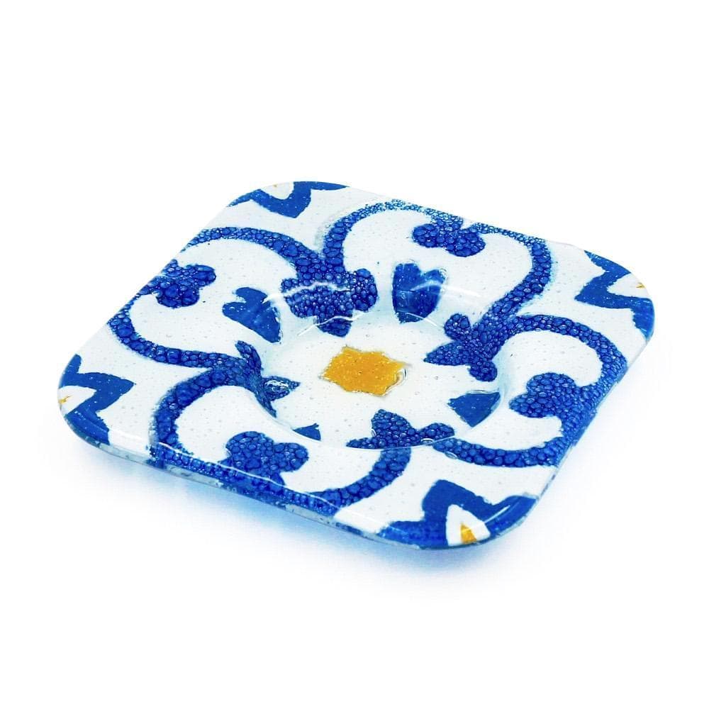 Tasse et sous tasse en verre fusionné "Azulejos"