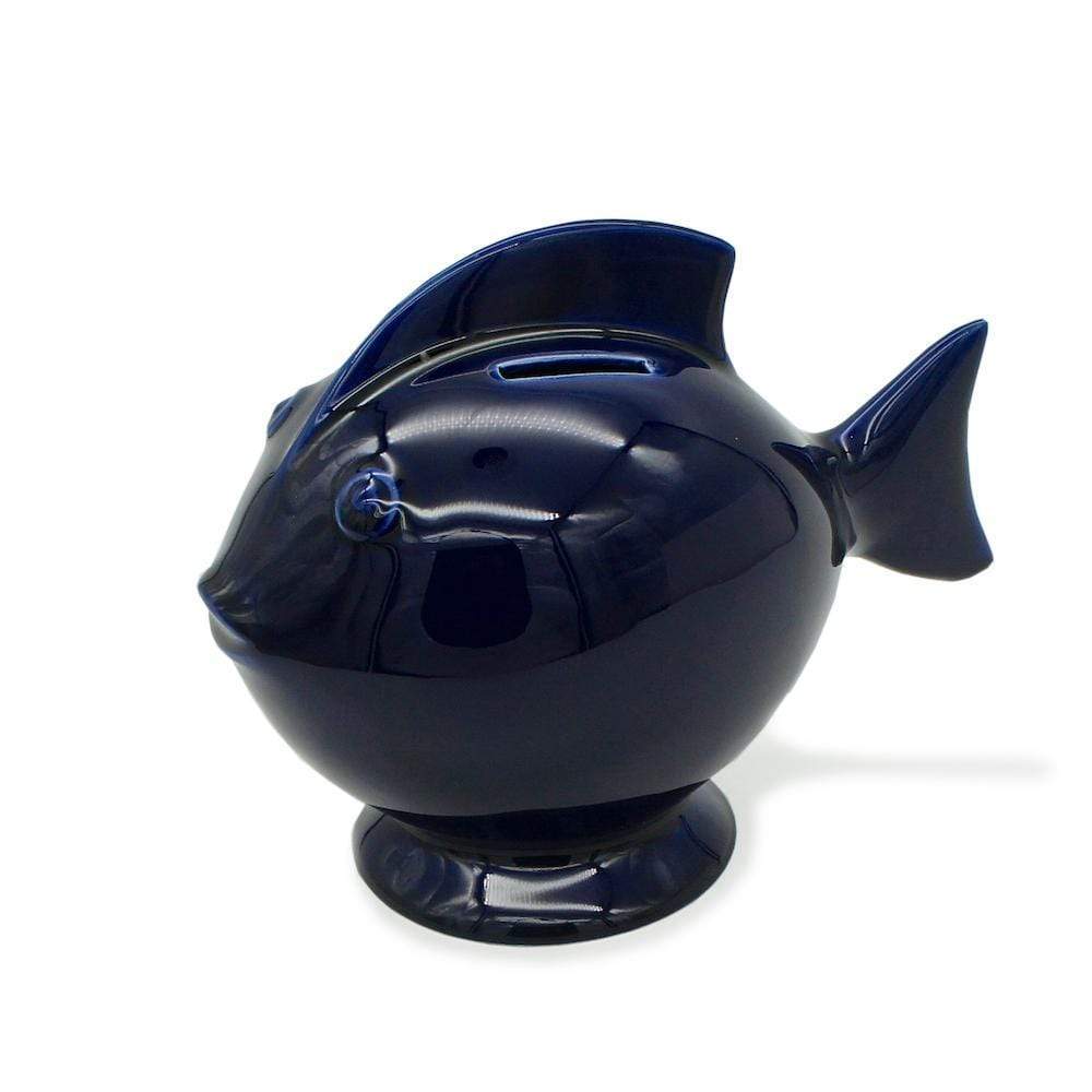 Tirelire en céramique bleue