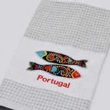 Torchon de cuisine beige brodé I Motifs portugais Torchon de cuisine beige brodé Gris